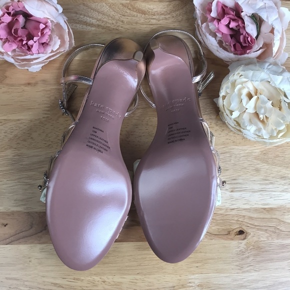 Kate Spade Rose Gold Leather Heels 10 M. Kitten 3” heel - Picture 6 of 8